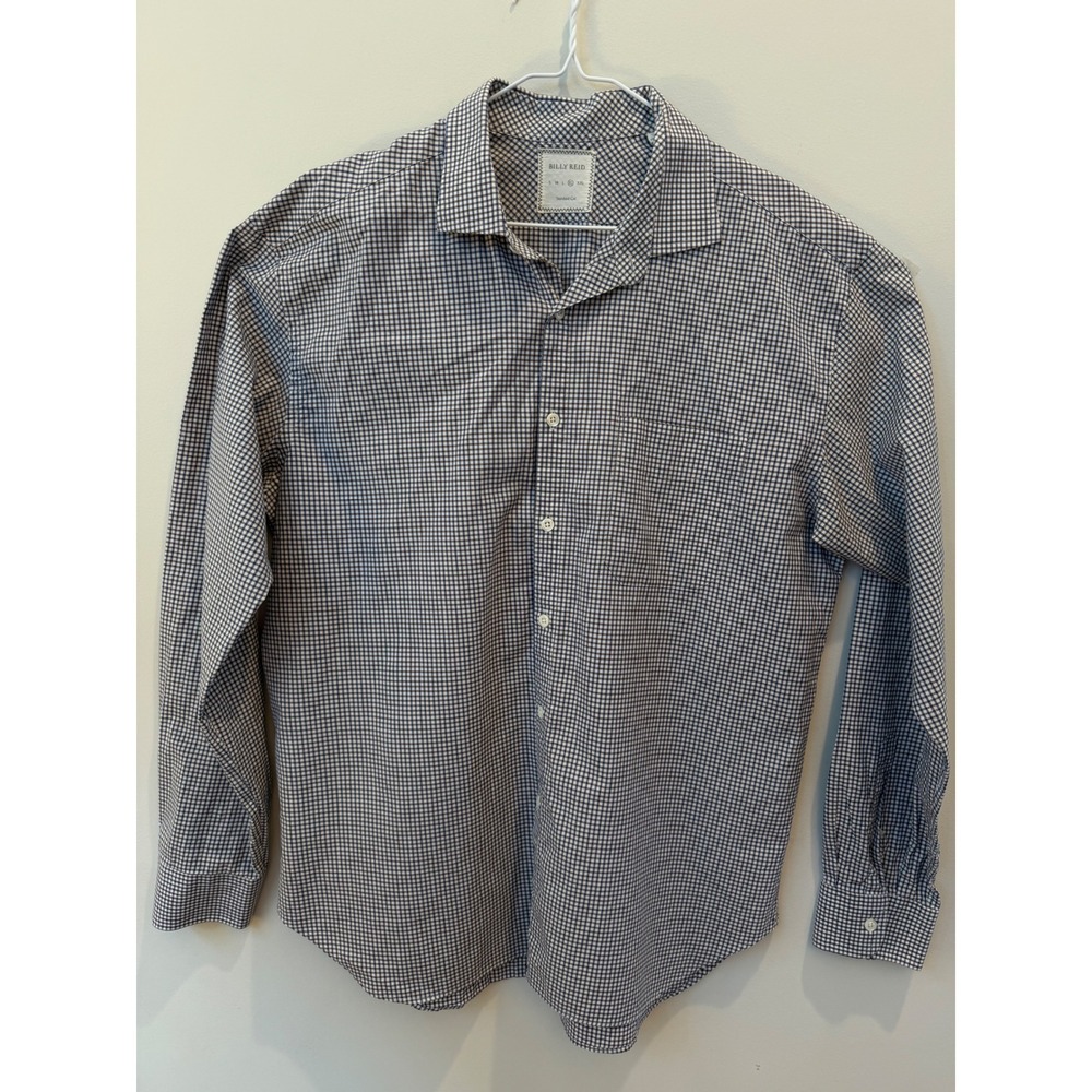 Billy Reid Mens XL Standard Cut Gingham Check Button Down Shirt Made in Italy